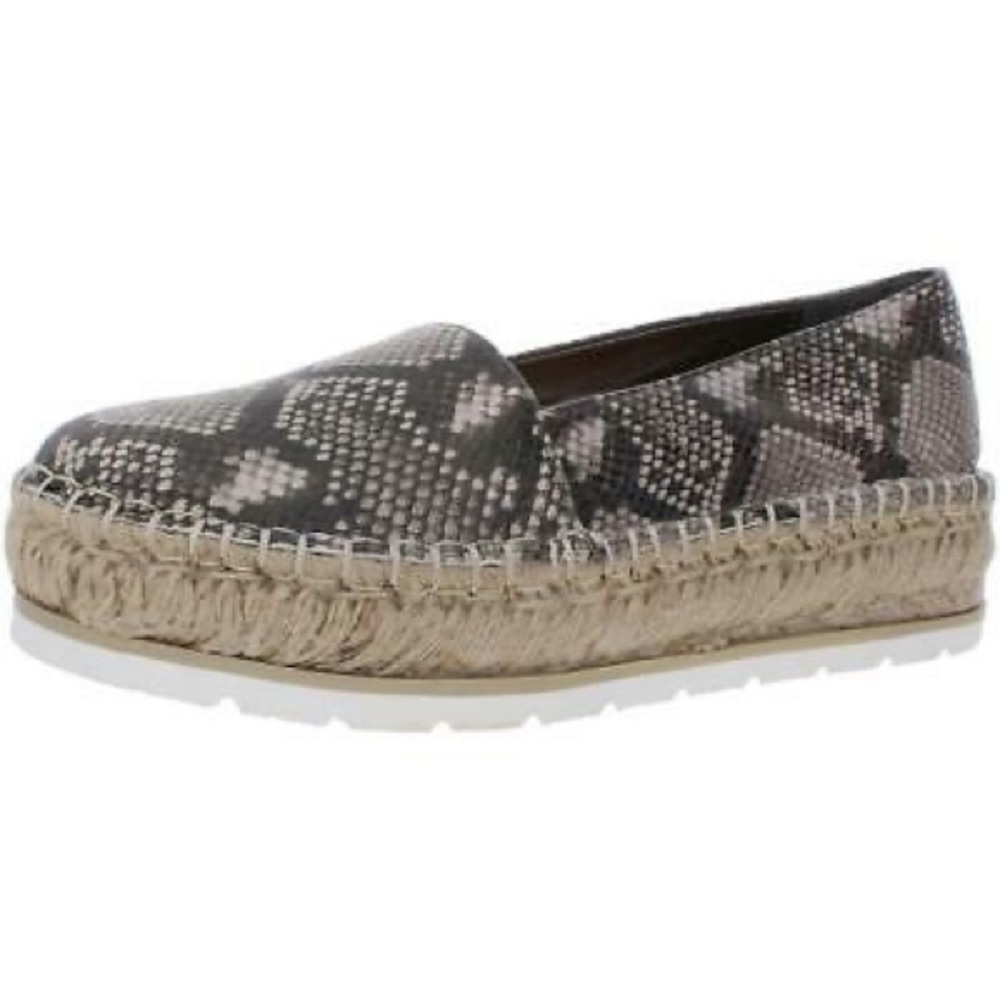 Snakeskin Edith Espadrille platform slip on flat animal print tan Carlos size 7